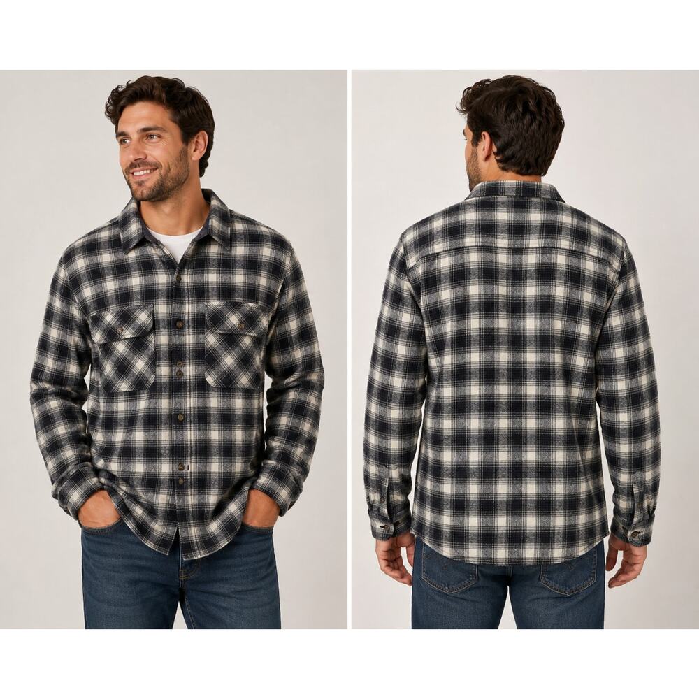 David Taylor Wool Blend Plaid Button Front Shirt Jacket Flannel Men’s Size M